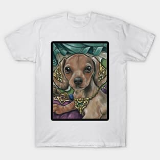 Dachshund Puppy Prince - Black Outlined Version T-Shirt